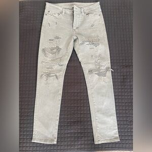 American Eagle Men's Distressed Gray Jeans slim / Airflex Size 33 x 32.